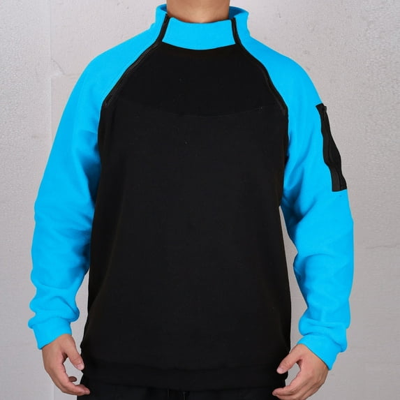 S-4X Plus Size Fleece Sweatshirts for Men with Zipper Mock Neck Shirts Big & Tall Pullover Slim-Fit Color-Block Warm Hiking Cargo Sweatshirt Tops