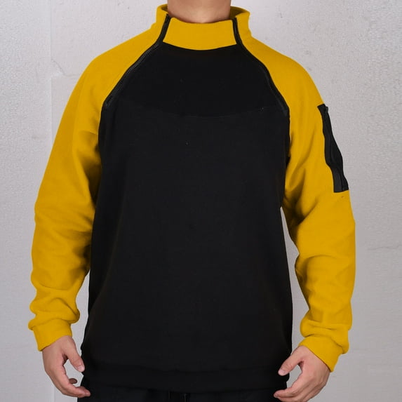 S-4X Plus Size Fleece Sweatshirts for Men with Zipper Mock Neck Shirts Big & Tall Pullover Slim-Fit Color-Block Warm Hiking Cargo Sweatshirt Tops