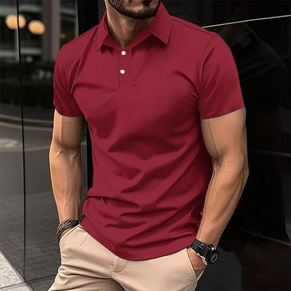 S-4X Plus Size Golf Shirts for Men Big & Tall Short Sleeve Tees Tops Mens Business Casual Solid Color Pullover Button Collared Office Work T-Shirts