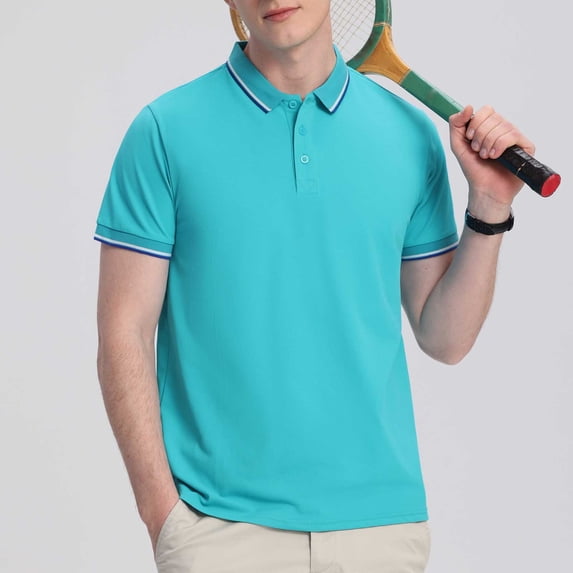 S-4X Plus Size Golf Shirts for Men Big and Tall Short Sleeve T-Shirts Button Collared Pullover Solid Slim Lapel Business Casual Tees Tops