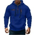 thumbnail image 1 of S-4X Plus Size Hoodies for Men Big & Tall Fleece Lined Pullover Sweatshirts with Zipper Pockets Long Sleeve Solid Thermal Warm Athletic Hoodie Tops, 1 of 5