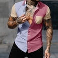 thumbnail image 1 of S-4X Plus Size Mens Big & Tall Shirts Short Sleeve Button-Down Tshirts Shirt with Pocket and Collared Color Block Breathable Going-Out Beach Tees Tops, 1 of 7
