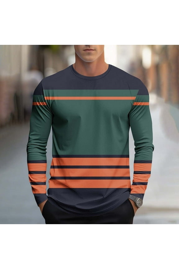 S-4X Plus Size Mens Big & Tall T Shirts Long Sleeve Crewneck Tees Tops Casual Pullover Color Block Breathable Basic Athletic Workout Tshirts Shirt