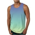 thumbnail image 1 of S-4X Plus Size Mens Big & Tall Tank Tops Sleeveless Crewneck Undershirts Shirts Casual Gradient Printed Pullover Basic Athletic Workout Running Vests, 1 of 4