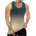 thumbnail image 1 of S-4X Plus Size Mens Big & Tall Tank Tops Sleeveless Crewneck Undershirts Shirts Casual Gradient Stripe Printed Pullover Basic Athletic Workout Vests, 1 of 4