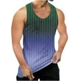 thumbnail image 1 of S-4X Plus Size Mens Big & Tall Tank Tops Sleeveless Crewneck Undershirts Shirts Casual Gradient Stripe Printed Pullover Basic Athletic Workout Vests, 1 of 4