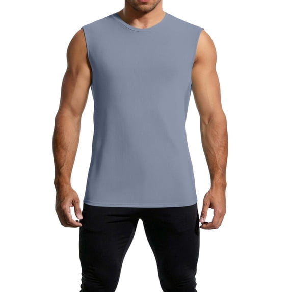 S-4X Plus Size Mens Big & Tall Tank Tops Sleeveless Crewneck Workout Undershirts Shirts Casual Solid Color Pullover Breathable Basic Athletic Tanks