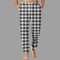 thumbnail image 1 of S-4X Plus Size Pajama Pants for Men Big & Tall Tapered Leg Trousers with Pockets and Drawstring Elastic Waist Plaid Printed Homewear Pajamas Pant, 1 of 5