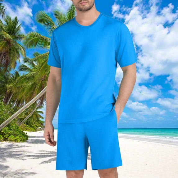 S-4X Plus Size Running Sets for Men 2 Piece Short Sleeve T-Shirts and Shorts Outfits with Pockets Casual Solid Athletic Workout Track Suits