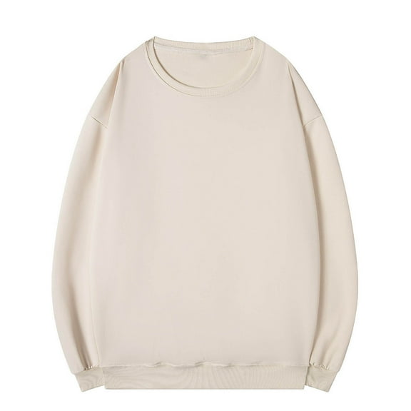 S-4X Plus Size Sweatshirts for Men Cotton Blend Long Sleeve Shirts Big & Tall Mens Casual Solid Color Pullover Slim Basic Crewneck Sweatshirt Tops