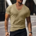 thumbnail image 1 of S-4X Plus Size T Shirts for Men Big & Tall Short Sleeve V Neck Tees Tops Mens Trendy Solid Color Stretchy Slim Pullover Going-Out Muscle Tshirts Shirt, 1 of 6