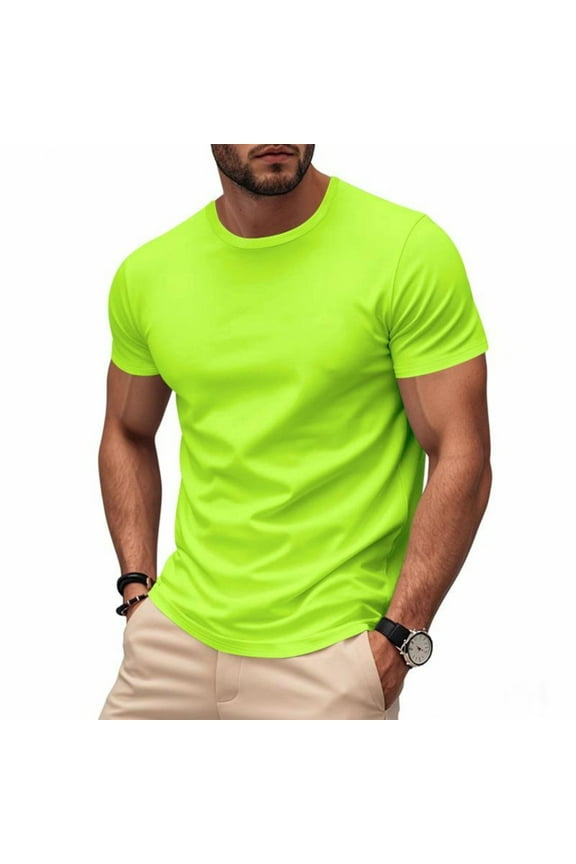 S-4X Plus Size T Shirts for Men Big & Tall Quick-Drying Short Sleeve Tees Tops Mens Pullover Solid Color Stretchy Slim Athletic Workout Tshirts Shirt