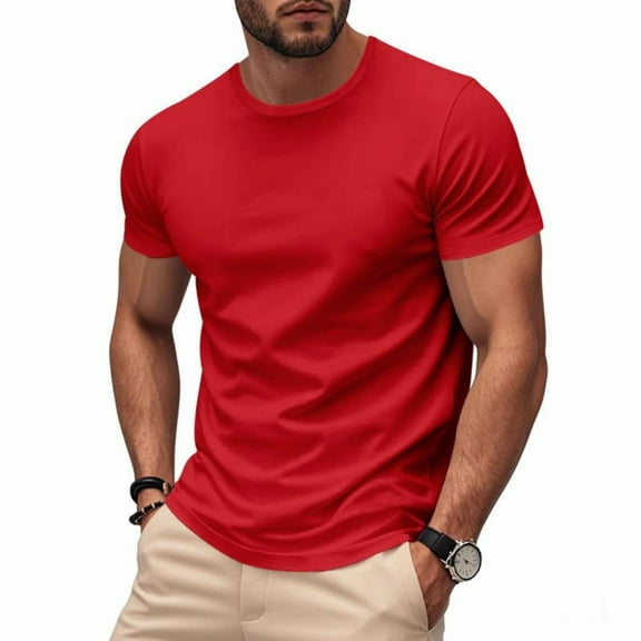 S-4X Plus Size T Shirts for Men Big & Tall Quick-Drying Short Sleeve Tees Tops Mens Pullover Solid Color Stretchy Slim Athletic Workout Tshirts Shirt