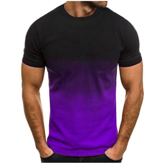 S-4X Plus Size T Shirts for Men Big & Tall Short Sleeve Crewneck Tees Tops Mens Casual Gradient Printed Pullover Basic Athletic Workout Tshirts Shirt