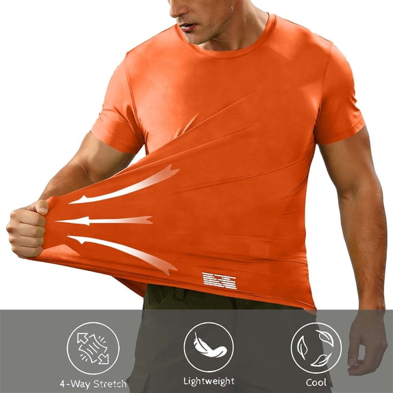 S-4X Plus Size T Shirts for Men Big & Tall Short Sleeve Crewneck Tees Tops Stretchy Pullover Slim Quick-Drying Gym Workout Running Tshirts Shirt