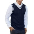 thumbnail image 1 of S-4X Plus Size Vests for Men Big & Tall Sleeveless V Neck Waistcoats Mens Casual Solid Color Stretchy Slim Pullover Knitted Outerwear Vest, 1 of 4
