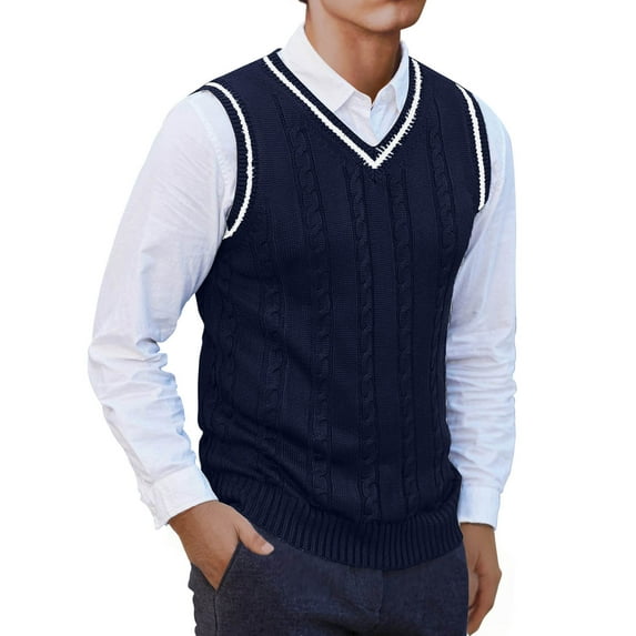 S-4X Plus Size Vests for Men Big & Tall Sleeveless V Neck Waistcoats Mens Casual Solid Color Stretchy Slim Pullover Knitted Outerwear Vest