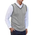 thumbnail image 1 of S-4X Plus Size Vests for Men Big & Tall Sleeveless V Neck Waistcoats Mens Casual Solid Color Stretchy Slim Pullover Knitted Outerwear Vest, 1 of 4