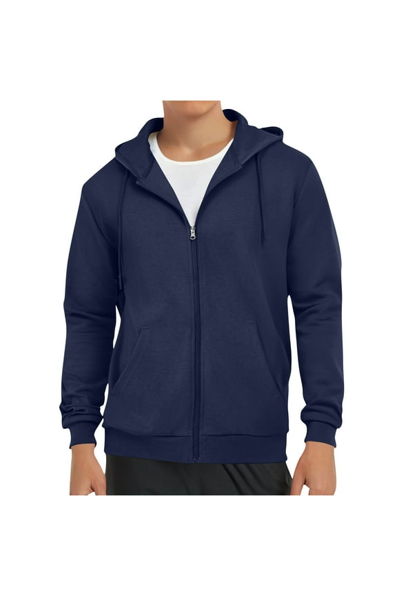 S-4X Plus Size Zip Up Hoodies for Men Big & Tall Fleece Lined Jackets with Pockets Long Sleeve Solid Color Athletic Workout Outerwear Sweatshirts