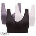 thumbnail image 1 of S-4X Sports Bras for Women 3 Pack Plus Size Wireless Push Up Bralettes Multipack Stretchy Pullover Breathable Support Workout Underwear Bra, 1 of 8