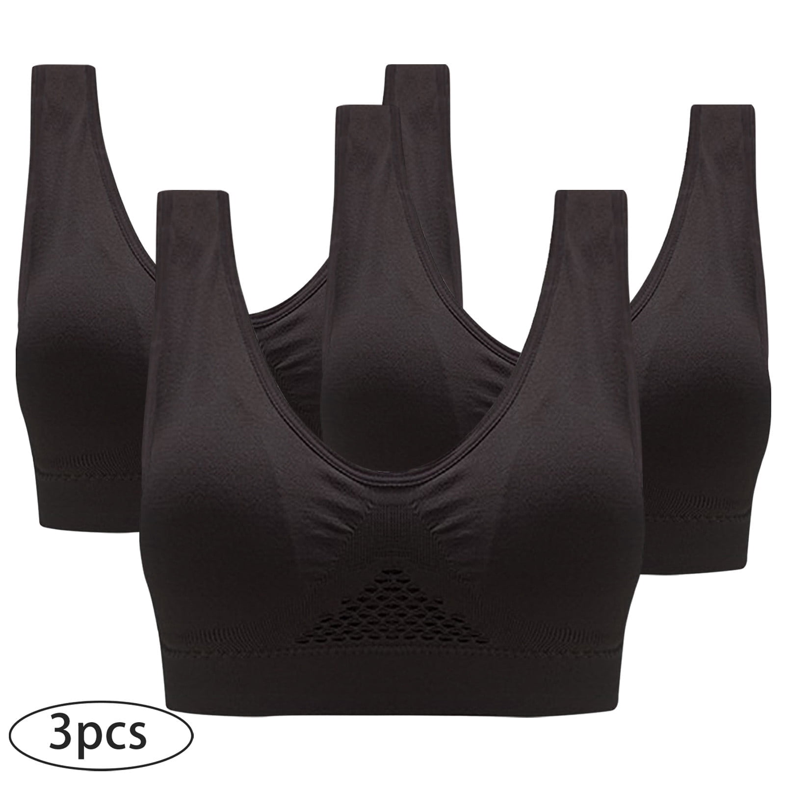S-4X Sports Bras for Women 3 Pack Plus Size Wireless Push Up Bralettes ...