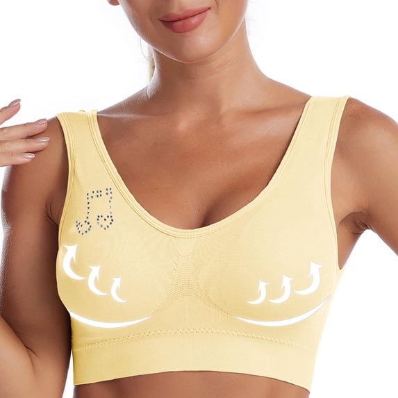 S-4X Womens Plus Size Sports Bras No Underwire Pullover Tshirts Bralettes Lightweight Full-Coverage Push Up Workout Underwear Bra