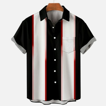 S-4XL Mens Button-Down Shirts Big & Tall Short Sleeve Plus Size Collared Tshirts Shirt with Pocket Lightweight Color-Block Casual Beach Tops Clearance