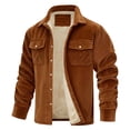 thumbnail image 1 of S-5X Big & Tall Corduroy-Jackets for Men Plus Size Thicken Fleece Lined Coats Long Sleeve Solid Color Button-Down Collared Winter Jacket with Pockets, 1 of 3