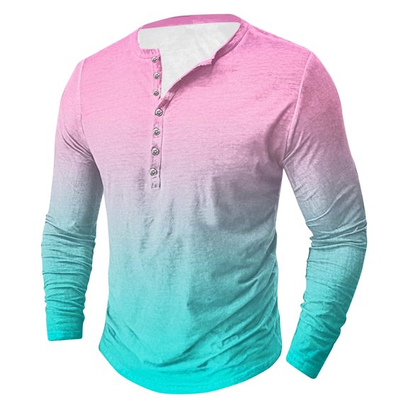 S-5X Big & Tall Mens Shirts Long Sleeve Tshirts Shirt Plus Size Pullover Button Crewneck Gradient Printed Basic Going-Out Loungewear Tees Tops