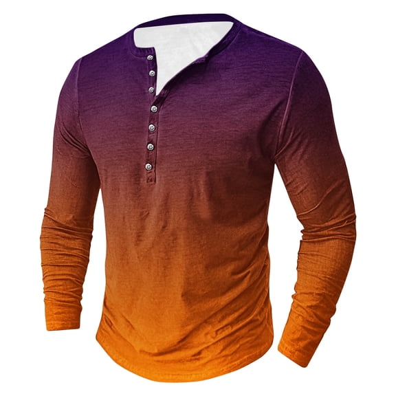 S-5X Big & Tall Mens Shirts Long Sleeve Tshirts Shirt Plus Size Pullover Button Crewneck Gradient Printed Basic Going-Out Loungewear Tees Tops