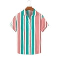 thumbnail image 1 of S-5X Big & Tall Shirts for Men Plus Size Short Sleeve Button-Down Collared T-Shirts Casual Lightweight Stripe Printed Beach Tees Tops, 1 of 5