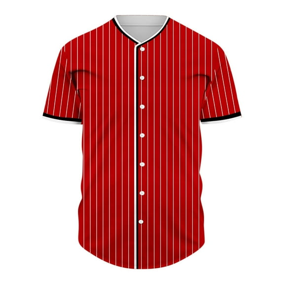 S-5X Big & Tall Volleyball Shirts for Men Plus Size Short Sleeve T-Shirts Button-Down V Neck Stripe Printed Breathable Workout Tees Tops