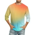 thumbnail image 1 of S-5X Mens Big & Tall T Shirts Plus Size 3/4 Sleeve Crewneck T-Shirts Casual Pullover Gradient Printed Comfort Going Out Loungewear Tees Tops, 1 of 4