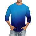 thumbnail image 1 of S-5X Mens Big & Tall T Shirts Plus Size 3/4 Sleeve Crewneck T-Shirts Casual Pullover Gradient Printed Comfort Going Out Loungewear Tees Tops, 1 of 4