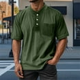 thumbnail image 1 of S-5X Mens Big & Tall T-Shirts with Pocket Plus Size Short Sleeve T Shirts Button Stand Collared Pullover Casual Solid Basic Tees Tops, 1 of 6