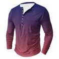 thumbnail image 1 of S-5X Mens Big and Tall T Shirts Long Sleeve Plus Size T-Shirts Button Crewneck Casual Pullover Slim-Fit Gradient Printed Basic Tees Tops, 1 of 4