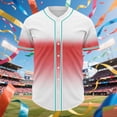 thumbnail image 1 of S-5X Plus Size Baseball Shirts for Men Big & Tall Short Sleeve Tshirts Shirt Button-Down V Neck Gradient Printed Breathable Gym Workout Tees Tops, 1 of 5