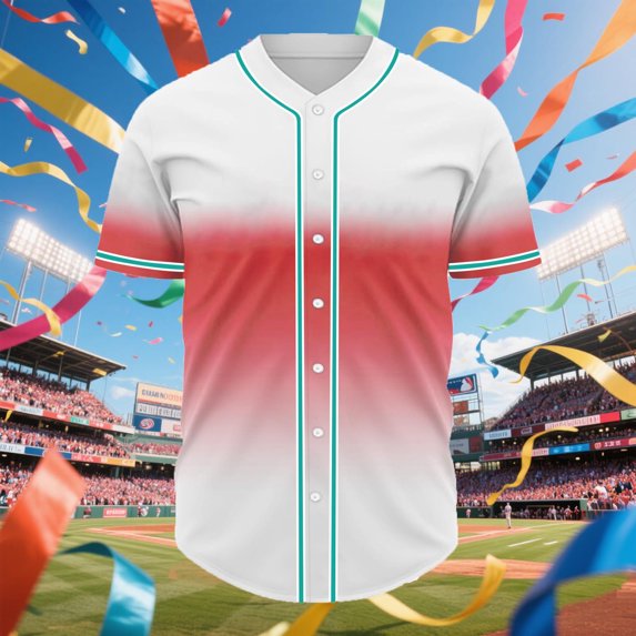 S-5X Plus Size Baseball Shirts for Men Big & Tall Short Sleeve Tshirts Shirt Button-Down V Neck Gradient Printed Breathable Gym Workout Tees Tops