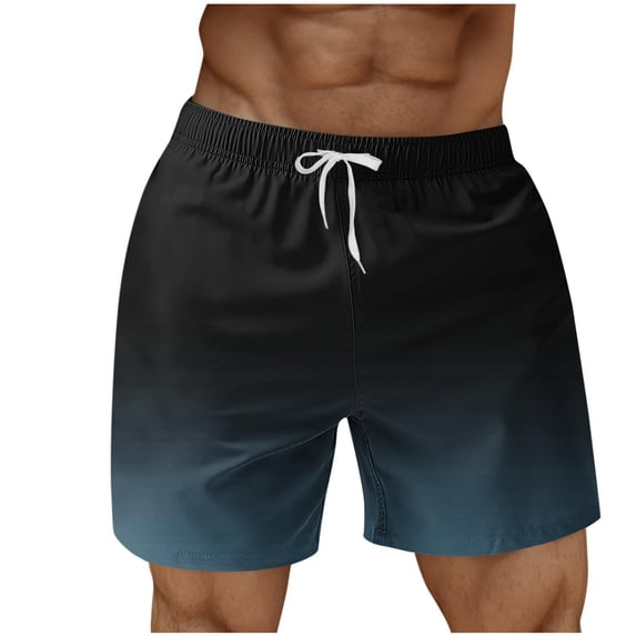S-5X Plus Size Beach Shorts for Men Big & Tall Straight Wide Leg Drawstring Elastic Waist Gradient Printed Hawaiian Board Short with Pockets