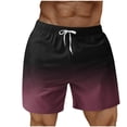thumbnail image 1 of S-5X Plus Size Beach Shorts for Men Big & Tall Straight Wide Leg Drawstring Elastic Waist Gradient Printed Hawaiian Board Short with Pockets, 1 of 4