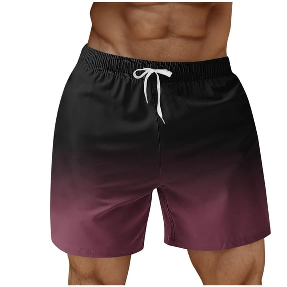 S-5X Plus Size Beach Shorts for Men Big & Tall Straight Wide Leg Drawstring Elastic Waist Gradient Printed Hawaiian Board Short with Pockets