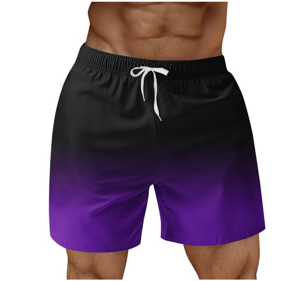 S-5X Plus Size Beach Shorts for Men Big & Tall Straight Wide Leg Drawstring Elastic Waist Gradient Printed Hawaiian Board Short with Pockets