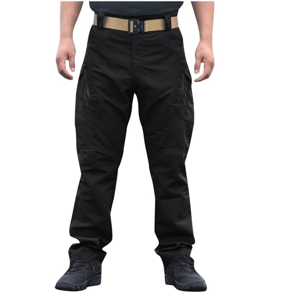 S-5X Plus Size Cargo Pants for Men Big & Tall Straight Leg Tactical-Trousers Mens Classic Elastic High Waisted Multi-Pockets Hiking Climbing Work Pant