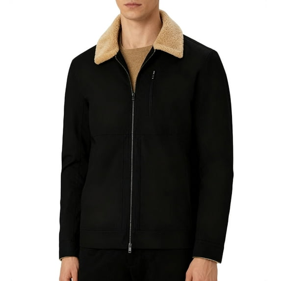 S-5X Plus Size Corduroy-Jackets for Men with Pockets Big & Tall Fleece Lined Coats Long Sleeve Zip Up Solid Color Thermal Warm Lapel Outerwear Jacket