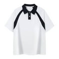 thumbnail image 1 of S-5X Plus Size Cotton Golf Shirts for Men Big & Tall Short Sleeve Tshirts Shirt Mens Casual Color Block Pullover Button Collared Workout Tees Tops, 1 of 5