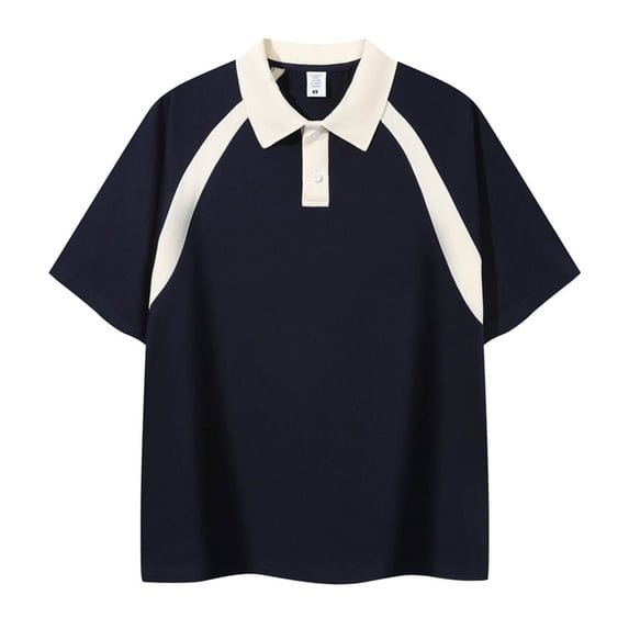 S-5X Plus Size Cotton Golf Shirts for Men Big & Tall Short Sleeve Tshirts Shirt Mens Casual Color Block Pullover Button Collared Workout Tees Tops
