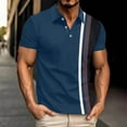 thumbnail image 1 of S-5X Plus Size Golf Shirts for Men Big & Tall Short Sleeve T-Shirts Button Collared Casual Color-Block Pullover Breathable Workout Tees Tops, 1 of 4