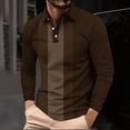 thumbnail image 1 of S-5X Plus Size Golf Shirts for Men Big & Tall Long Sleeve Button Collared Tshirts Shirt Mens Casual Color Block Pullover Lapel Office Work Tees Tops, 1 of 5