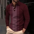 thumbnail image 1 of S-5X Plus Size Golf Shirts for Men Big & Tall Long Sleeve Button Collared Tshirts Shirt Mens Casual Color Block Pullover Lapel Office Work Tees Tops, 1 of 5