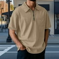 thumbnail image 1 of S-5X Plus Size Golf Shirts for Men Big & Tall Short Sleeve T-Shirts with Pocket and Zipper Collared Pullover Solid Color Washed Vintage Tees Tops, 1 of 6
